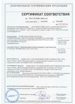 15.11.2024 Юбилейный - Трубы и фасонные части из полипропилена для внутренней канализации
